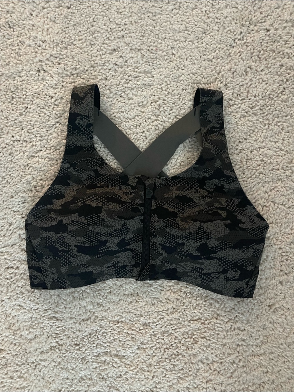 lululemon athletica Black & Gray Camo Front-Zip Sports Bra